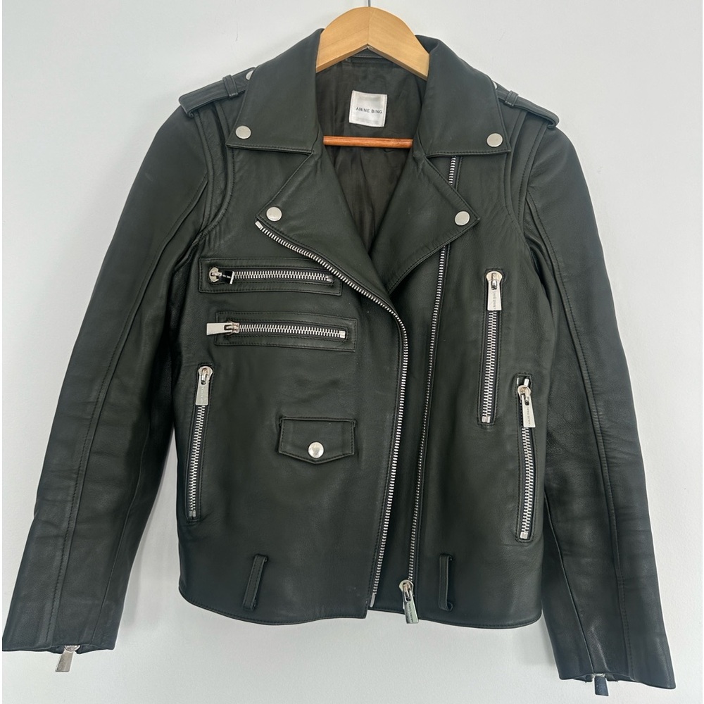 ANINE BING olive leather jacket